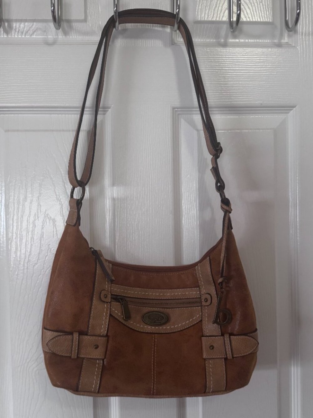 BOC Born Concept Brown Faux Leather Hobo Style Shoulder Bag Adjustable Straps - Picture 3 of 6